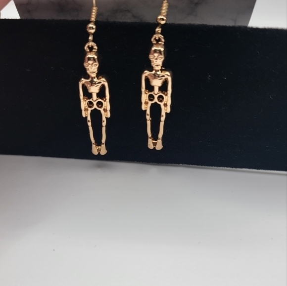 New Goldtone Skeleton Earrings - Picture 4 of 5